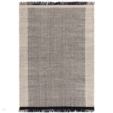 Avalon Modern Plain Beaded Basketweave Hand-Woven Textured Wool Flatweave Cream/Black Rug-Asiatic Carpets-Rug Love - The Most Loved Rug Store